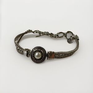 Ginger Snaps Petite Single Snap Multi Chain Bracelet with Miss Pearl Black